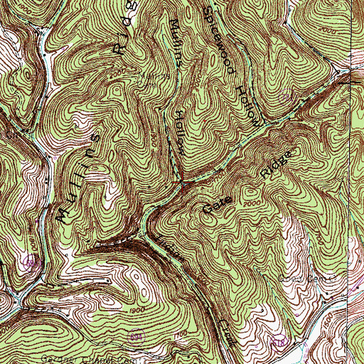 Topographic Map of Mullins Hollow, VA