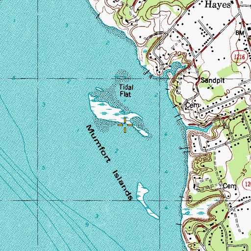 Topographic Map of Mumfort Islands, VA