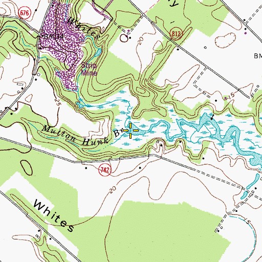 Topographic Map of Mutton Hunk Branch, VA