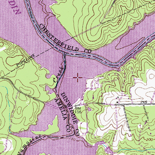 Topographic Map of Namozine Creek, VA