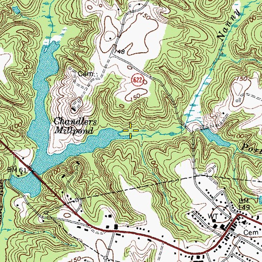 Topographic Map of Nanny Sanford Swamp, VA