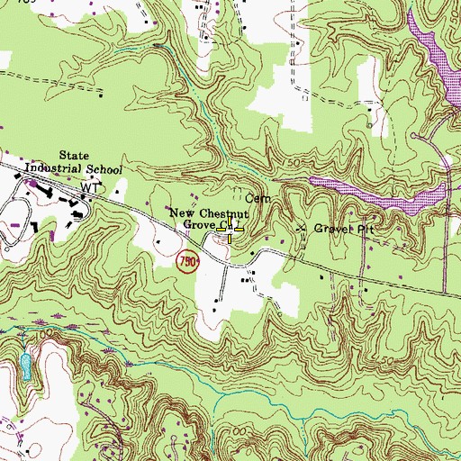 Topographic Map of New Chestnut Grove Church, VA
