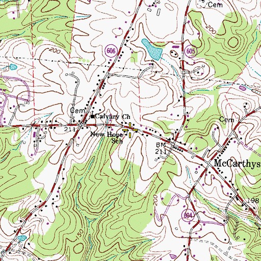 Topographic Map of New Hope School, VA