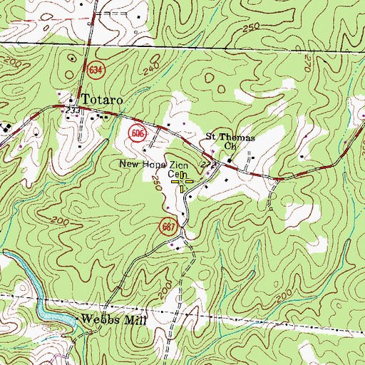 Topographic Map of New Hope Zion Cemetery, VA