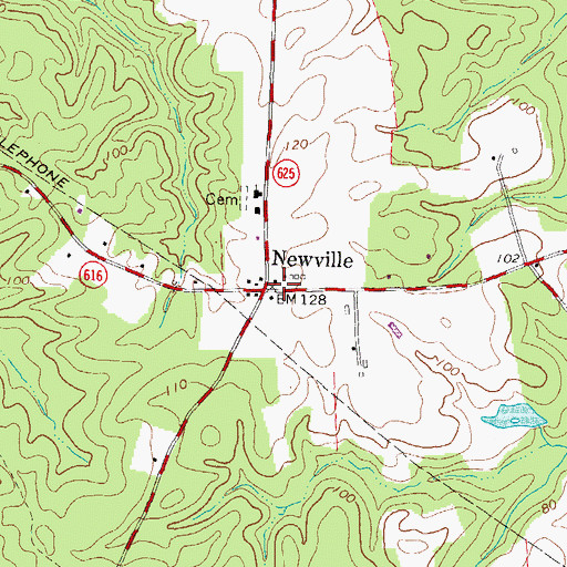 Topographic Map of Newville, VA