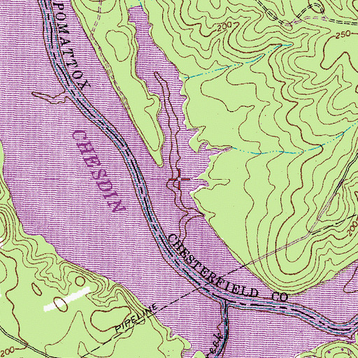 Topographic Map of Nooning Creek, VA