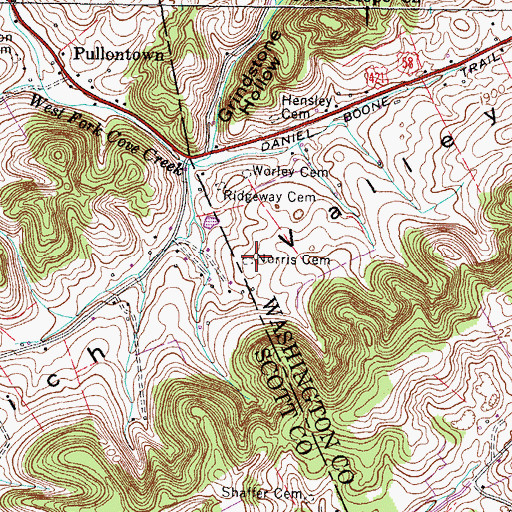 Topographic Map of Norris Cemetery, VA