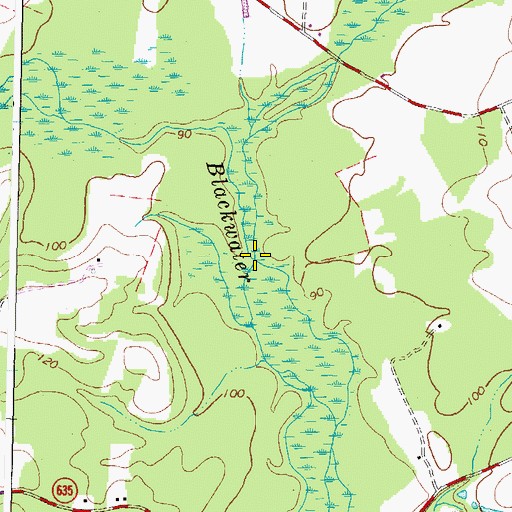 Topographic Map of North Fork Blackwater Swamp, VA