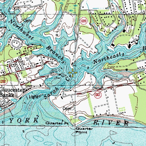Topographic Map of Northeast Branch Sarah Creek, VA