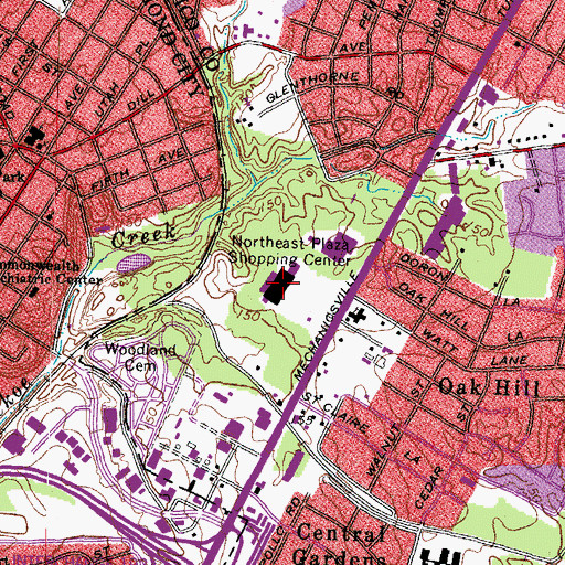 Topographic Map of Northeast Plaza Shopping Center, VA