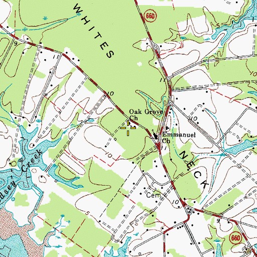 Topographic Map of Oak Grove Church, VA