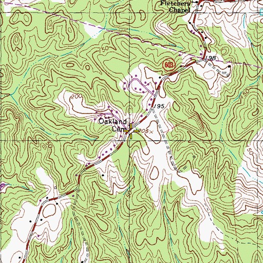 Topographic Map of Oakland Cemetery, VA