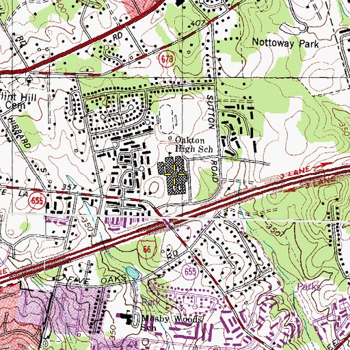 Topographic Map of Oakton High School, VA