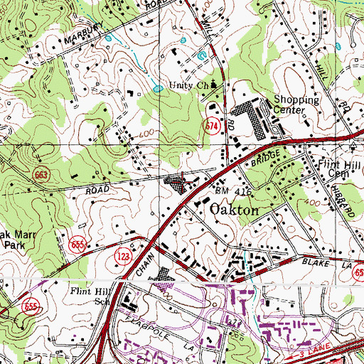 Topographic Map of Oakton Elementary School, VA