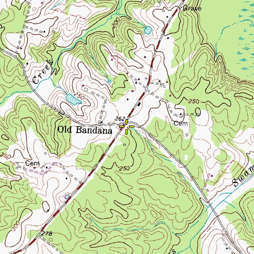 Topographic Map of Old Bandana, VA