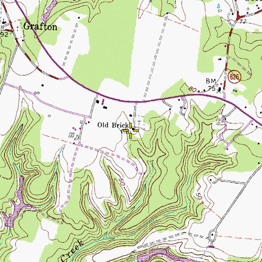 Topographic Map of Old Brick Church, VA