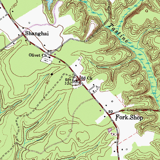 Topographic Map of Old Church, VA