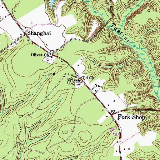 Topographic Map of Old Church, VA