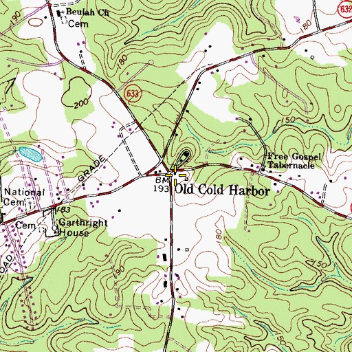 Topographic Map of Old Cold Harbor, VA