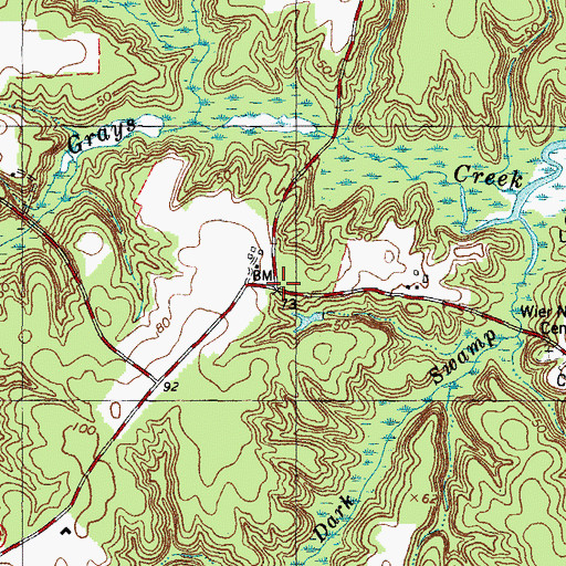 Topographic Map of Old Courthouse Corners, VA