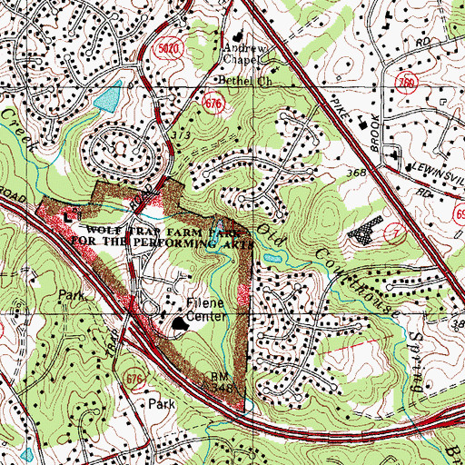Topographic Map of Old Courthouse Spring Branch, VA