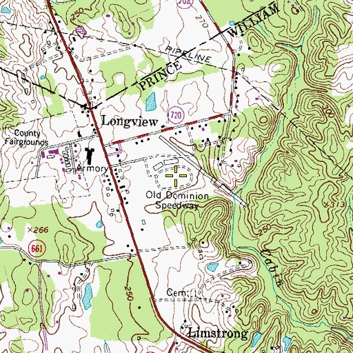 Topographic Map of Old Dominion Speedway, VA