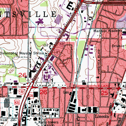 Topographic Map of Pearsall Gardens, AL