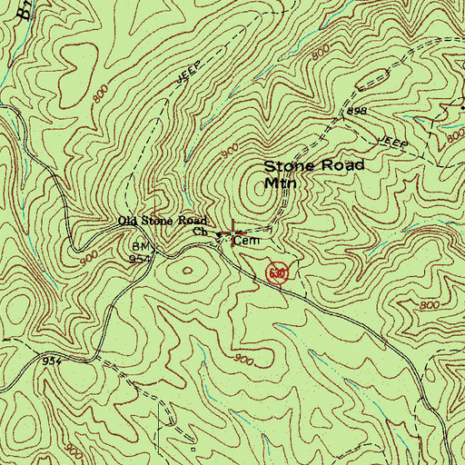 Topographic Map of Old Stone Road Church, VA
