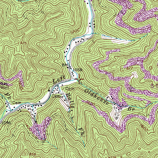Topographic Map of Oldhouse Branch, VA