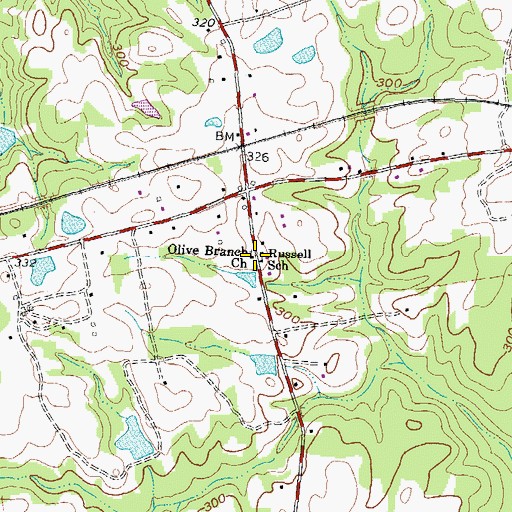 Topographic Map of Olive Branch Church, VA