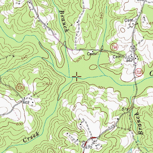 Topographic Map of Oliver Creek, VA