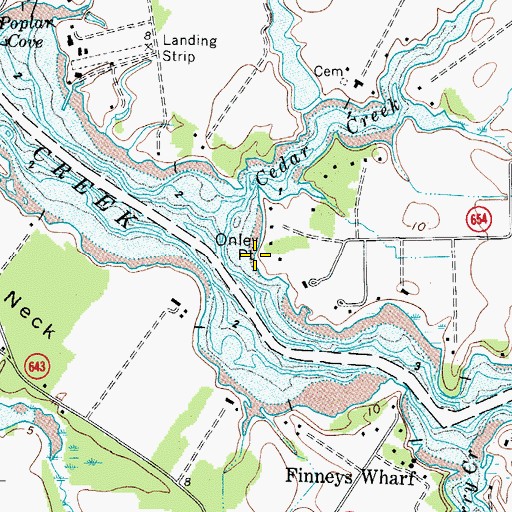 Topographic Map of Onley Point, VA