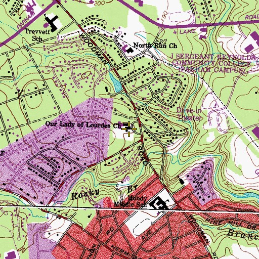 Topographic Map of Our Lady of Lourdes Church, VA