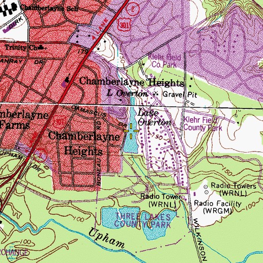 Topographic Map of Lake Overton, VA