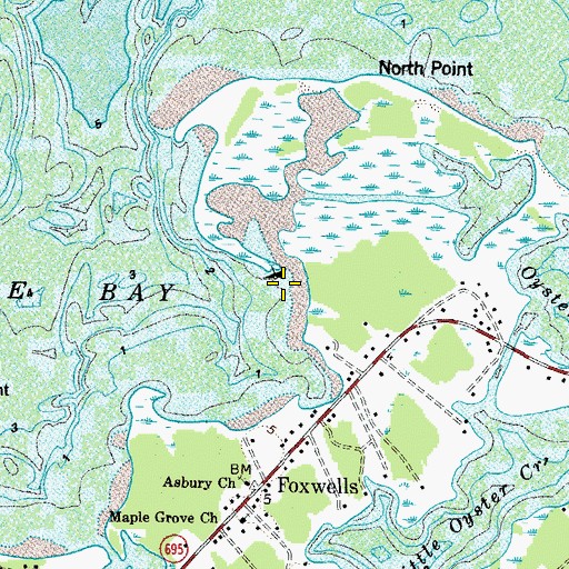 Topographic Map of Oyster Creek, VA