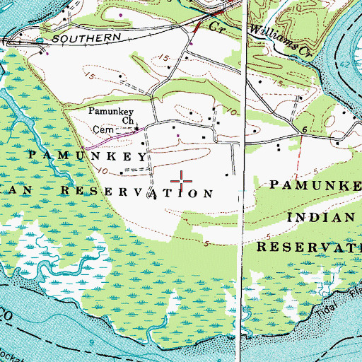 Topographic Map of Pamunkey Reservation, VA