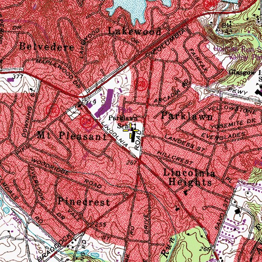 Topographic Map of Parklawn Elementary School, VA