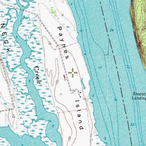 Topographic Map of Paynes Island, VA