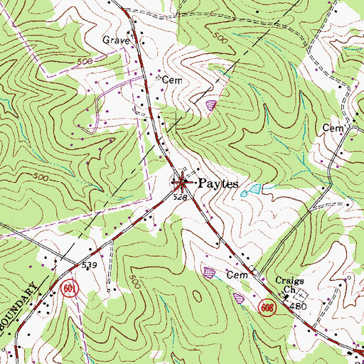 Topographic Map of Paytes, VA