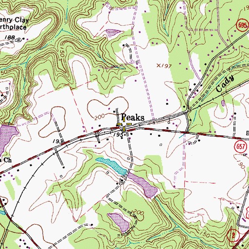 Topographic Map of Peaks, VA