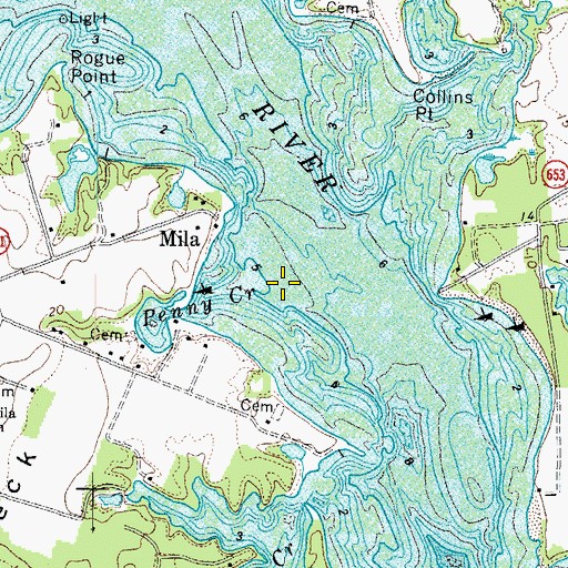 Topographic Map of Penny Creek, VA