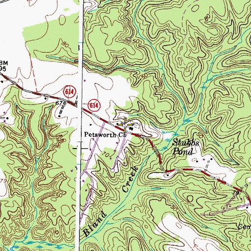 Topographic Map of Petsworth Church, VA