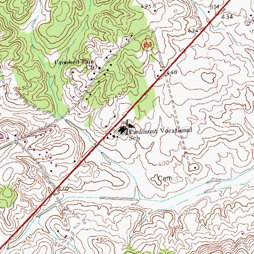 Topographic Map of G W Carver Piedmont Techical Education Center, VA