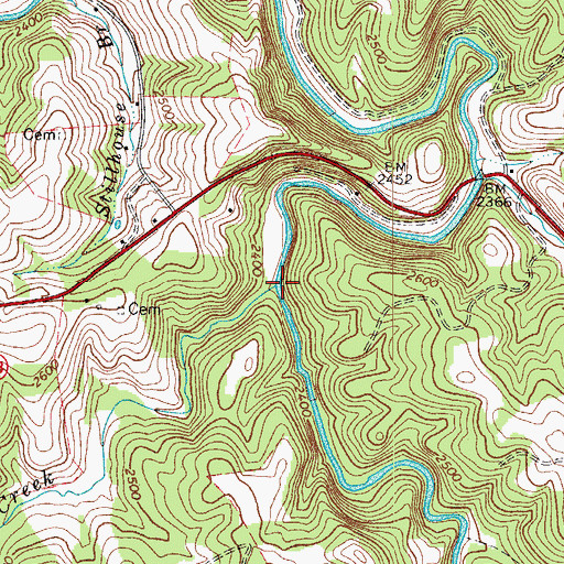 Topographic Map of Pine Creek, VA