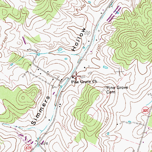 Topographic Map of Pine Grove Church, VA