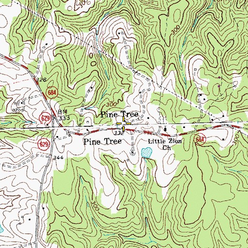 Topographic Map of Pine Tree, VA