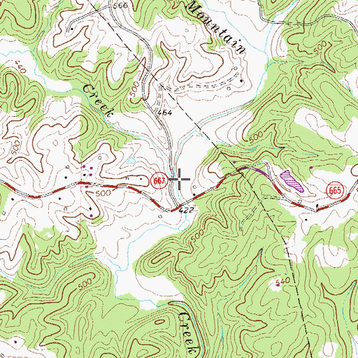 Topographic Map of Piney Creek, VA