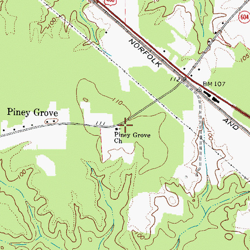 Topographic Map of Piney Grove Church, VA