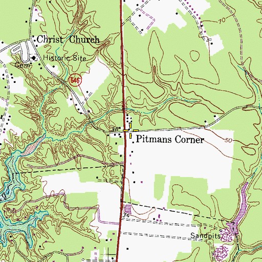 Topographic Map of Pitmans Corner, VA