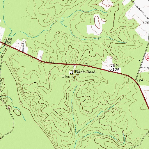 Topographic Map of Plank Road Church, VA
